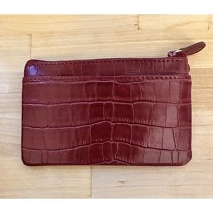 Wristlet Keychain Credit Cards & Id Holder Purse Keyring for Women Red